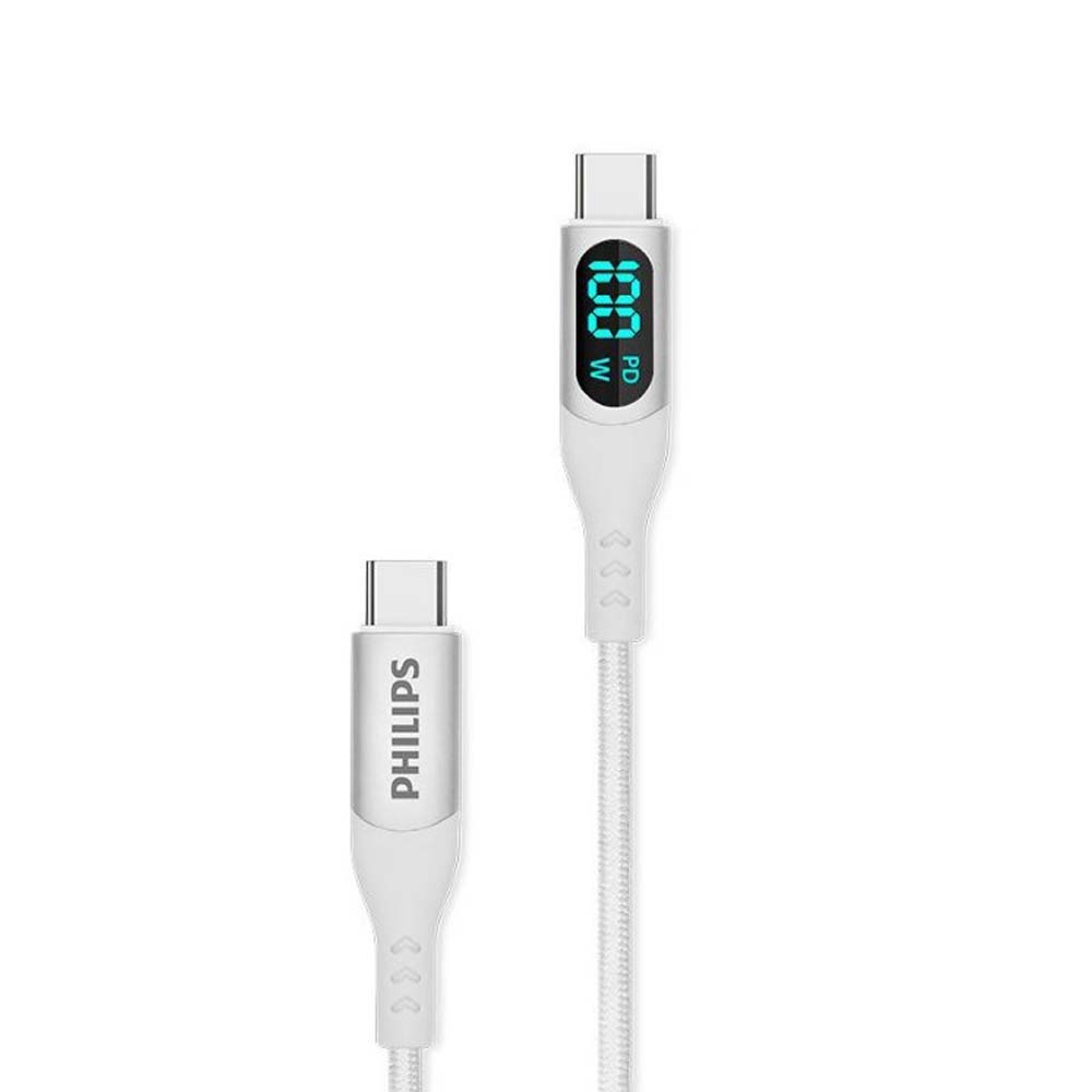 Philips Cable PD3.0/4.0 USB-C to USB-C 100W with Display (White)(DLC9100W/68)