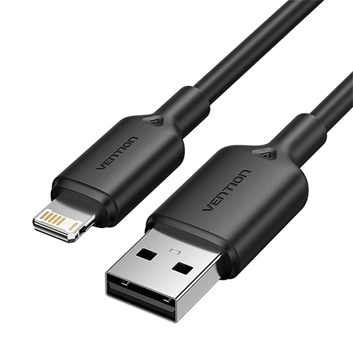 Vention 2M Usb 2.0 Type-A Male to Lightning Male 2.4A Cable Pvc type (Black)